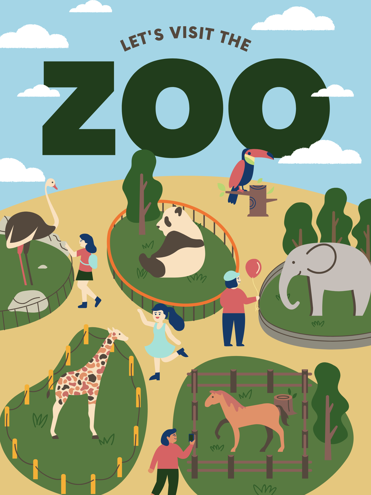 Let’s Go to the Zoo: 17-Page Downloadable Animal Coloring Book for Kids