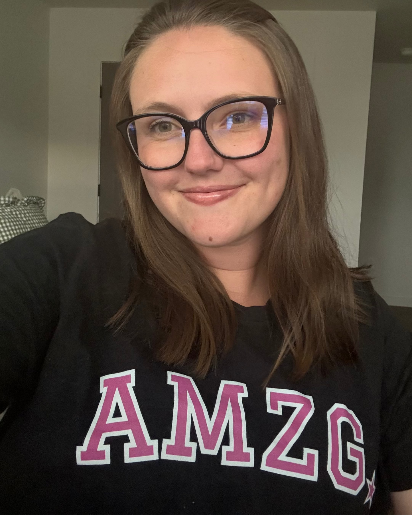 AMZG Ultra Soft Heathered T-Shirt | Pink Logo - Collegiate Collection