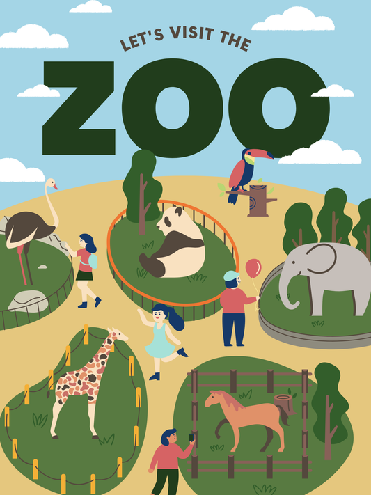 Let’s Go to the Zoo: 17-Page Downloadable Animal Coloring Book for Kids